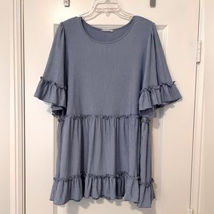 Chic Soul Dance It Out Top - Denim Blue - 2X